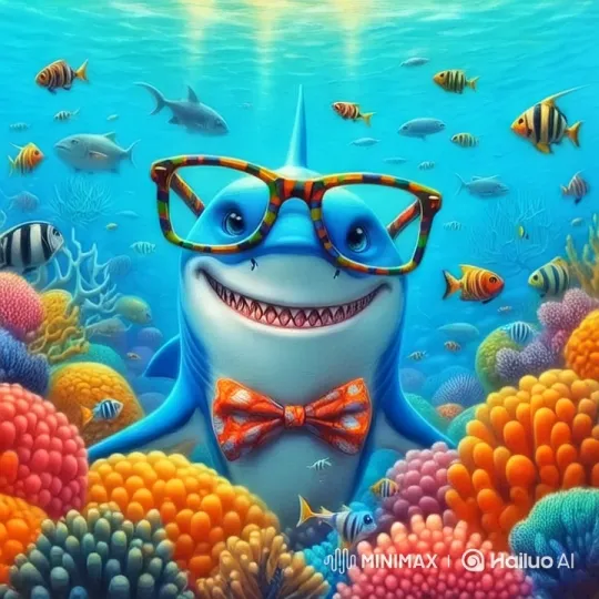 Colorful Underwater Adventure with a Dapper Shark – AI Generated Video | Hailuo AI