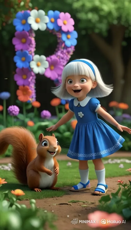 Alice and Squirrel Marvel at Enchanted Flower Letter – AI Generated Video | Hailuo AI