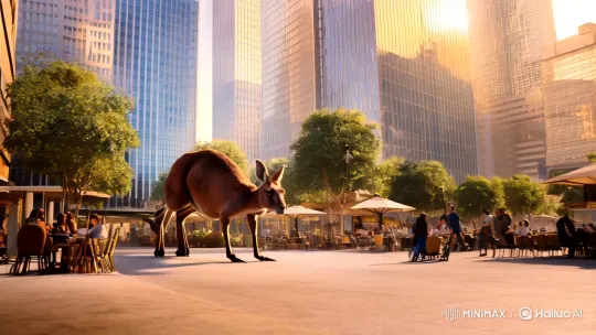 Kangaroo Roams Through Urban Wonderland – AI Generated Video | Hailuo AI