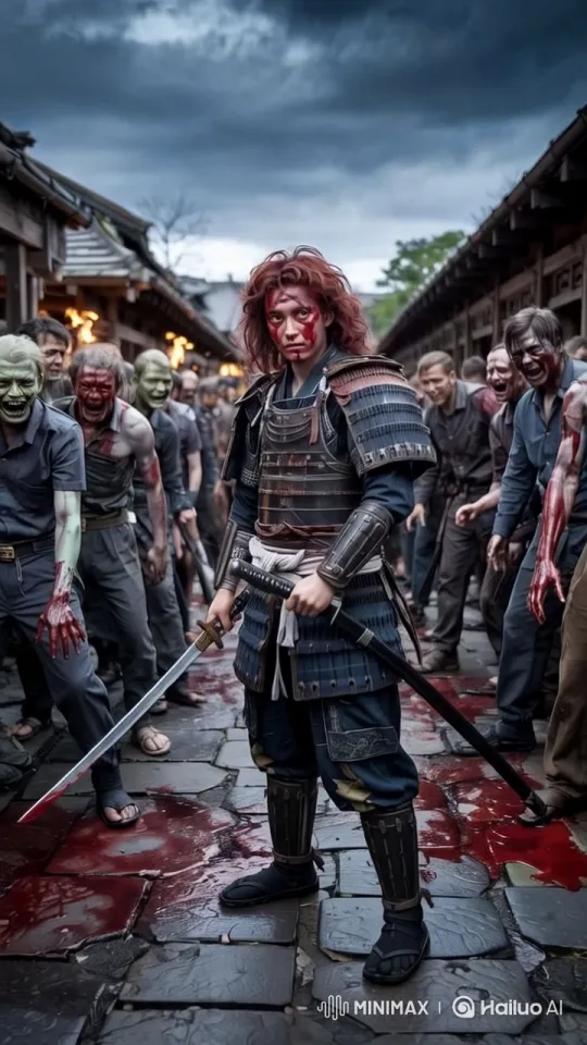 Bloodied Samurai in Intense Alleyway Battle – AI Generated Video | Hailuo AI