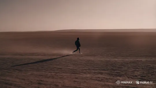 Lone Figure Crosses Vast Minimalist Landscape – AI Generated Video | Hailuo AI