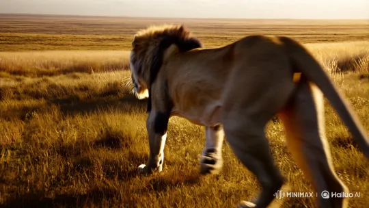 Title: "Lion's Majestic Hunt on the Savanna" – AI Generated Video | Hailuo AI