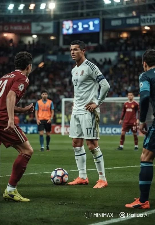 Intense Soccer Moment: Player 17 at 1-1 Score – AI Generated Video | Hailuo AI