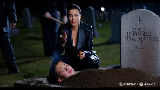 Lucy, the Ruthless, Ends Thomas's Life in a Graveyard Drama – AI Generated Video | Hailuo AI