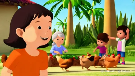 Joyful Grandmother and Grandchildren in Vibrant Countryside – AI Generated Video | Hailuo AI