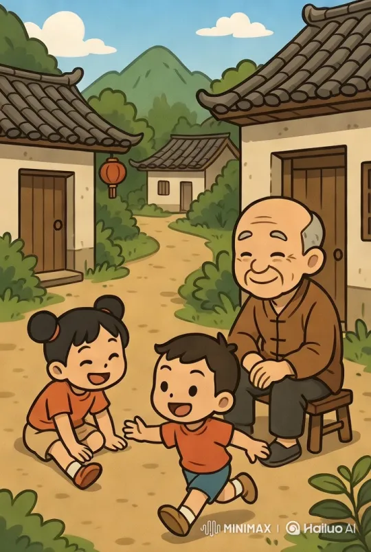 Peaceful Village Life: Children at Play – AI Generated Video | Hailuo AI