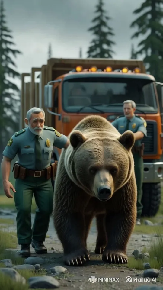 Bear Led to Forest Truck: A Tearful Farewell – AI Generated Video | Hailuo AI