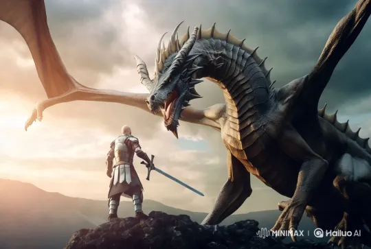Epic Knight vs Dragon Showdown in Fantasy Realism – AI Generated Video | Hailuo AI