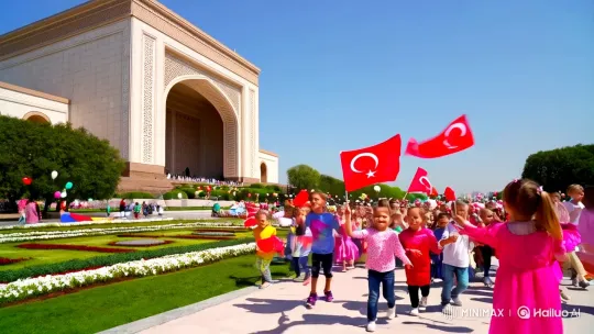 Children Celebrate at Anıtkabir on National Sovereignty Day – AI Generated Video | Hailuo AI