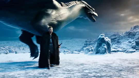 Epic Confrontation: Warrior vs. Majestic Dragon in Snowy Realm – AI Generated Video | Hailuo AI
