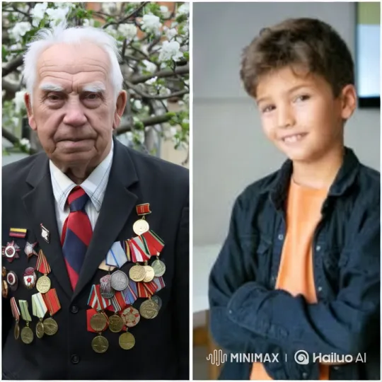 Elderly Man and Young Boy Embrace Across Generations – AI Generated Video | Hailuo AI