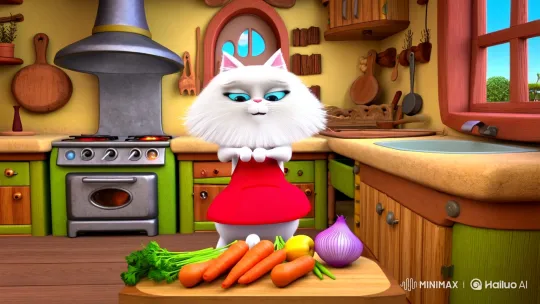 Angora Cat Cooks in Rustic Kitchen – AI Generated Video | Hailuo AI