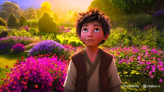Boy in Sunlit Garden: Innocence Amidst Nature's Beauty – AI Generated Video | Hailuo AI