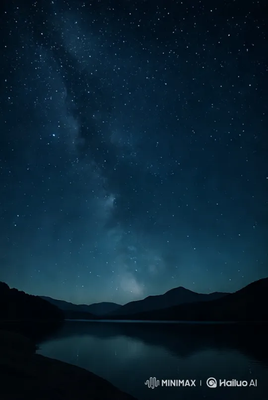Tranquil Lake to Infinite Starry Sky Transition – AI Generated Video | Hailuo AI