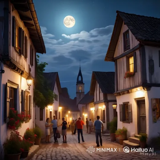 Nocturnal Charm of a Village Street in Live2D Animation – AI Generated Video | Hailuo AI