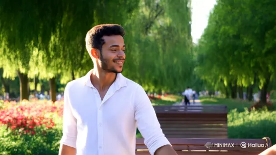 Romantic Stroll in a Sunlit Park – AI Generated Video | Hailuo AI