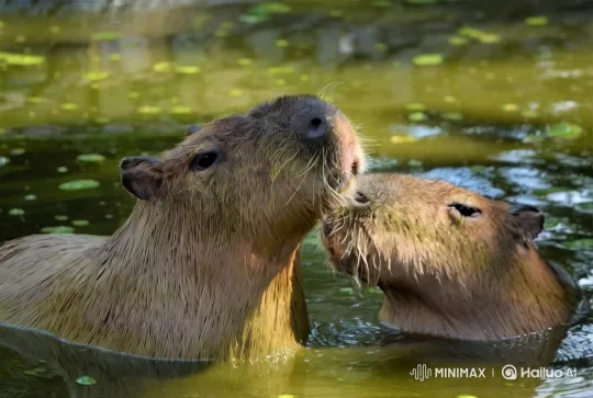 Capybaras Nuzzle and Play in Pond and Space – AI Generated Video | Hailuo AI