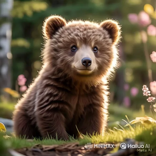 Curious Bear Cub in a Serene Forest Setting – AI Generated Video | Hailuo AI
