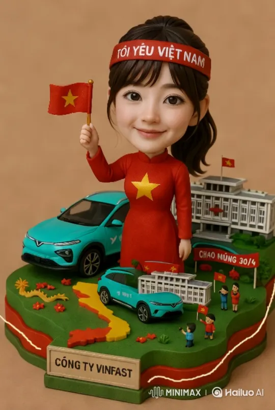 Patriotic Celebration with Vietnamese Symbols and VinFast Miniatures – AI Generated Video | Hailuo AI