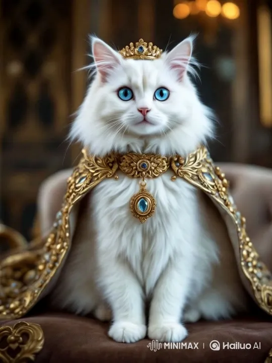 Royal Cat Adorned in Opulent Setting – AI Generated Video | Hailuo AI