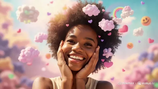 Magical Clouds and Emojis Envelop a Dreamy Scene – AI Generated Video | Hailuo AI