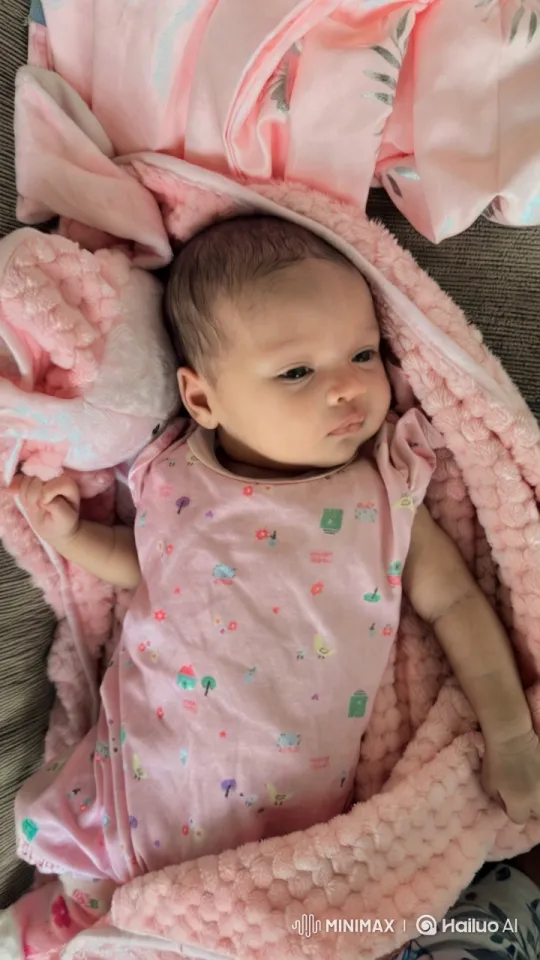 Cozy Close-up of a Baby in a Pink Onesie – AI Generated Video | Hailuo AI