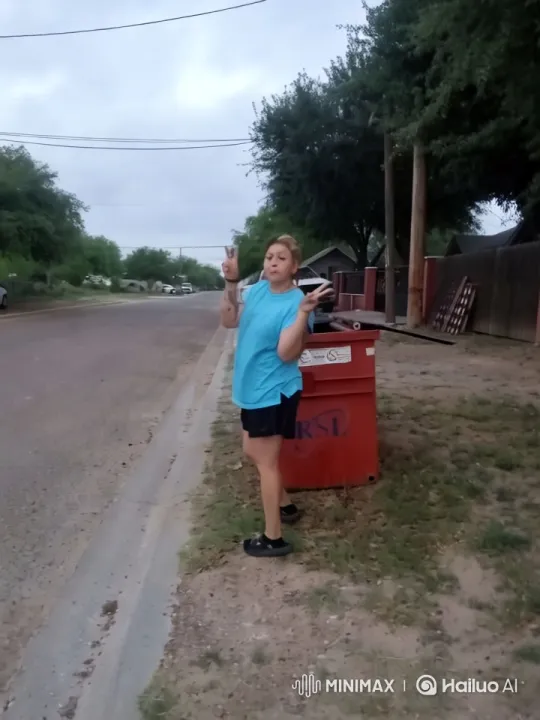 Woman Fleeing T-Rex in Suburban Street Chase – AI Generated Video | Hailuo AI