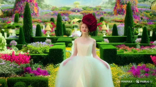 Enchanted Maiden in Cloud Dress Glides Through Palace Gardens – AI Generated Video | Hailuo AI