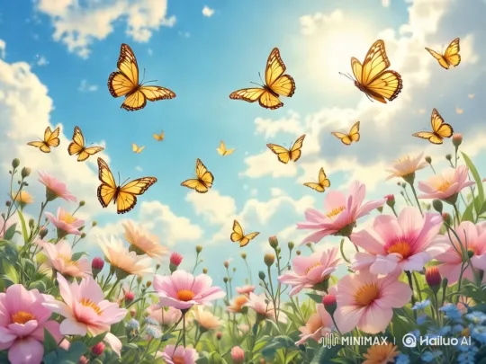 Vibrant Butterflies Dance in a Sunlit Meadow – AI Generated Video | Hailuo AI
