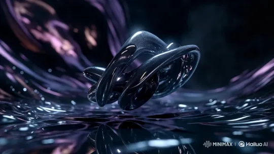 Futuristic Sculpture Floats in Reflective Ambiance – AI Generated Video | Hailuo AI