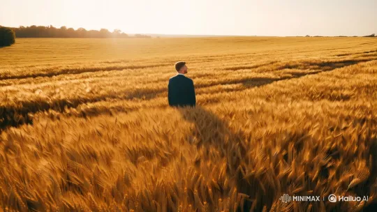 Contemplative Man in Golden Wheat Field – AI Generated Video | Hailuo AI