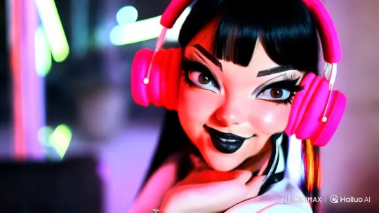 Edgy Young Woman with Pink Headphones in Urban Setting – AI Generated Video | Hailuo AI