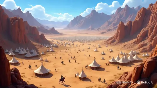 Israelite Army Camp: A Study in Contrasts and Anticipation – AI Generated Video | Hailuo AI
