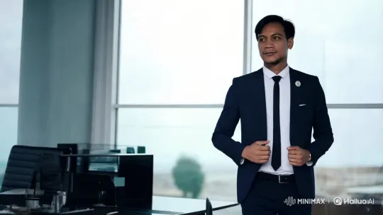 Professional Young Man in Modern Office with Mysterious Atmosphere – AI Generated Video | Hailuo AI