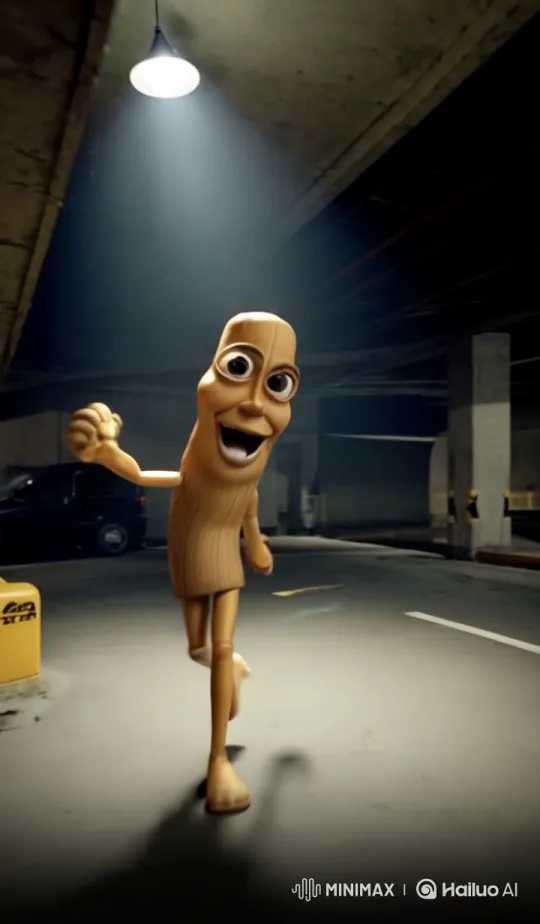 Animated Peanut Dances Vibrantly in Parking Lot – AI Generated Video | Hailuo AI