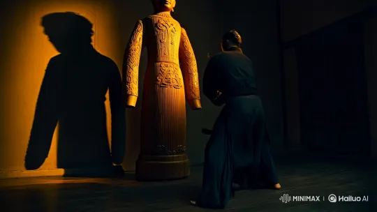 Martial Artist vs. Wood Mannequin: A Dance of Skill – AI Generated Video | Hailuo AI
