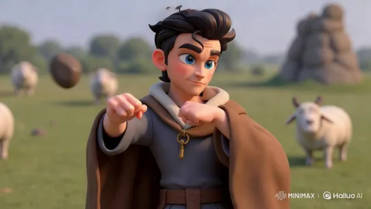 Young Man Displays Faith and Strength in Pastoral Setting – AI Generated Video | Hailuo AI
