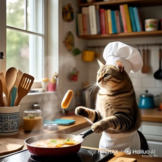 Adorable Cat Chef Cooks in Cozy Kitchen – AI Generated Video | Hailuo AI