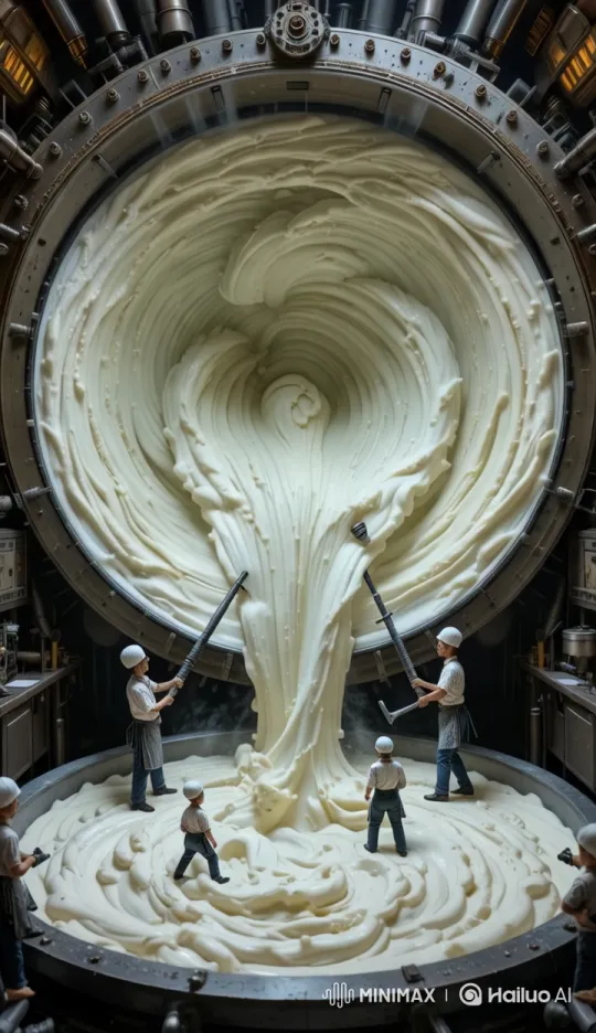 Mini Crew Synchronizes for Artful Ice Cream Churning – AI Generated Video | Hailuo AI