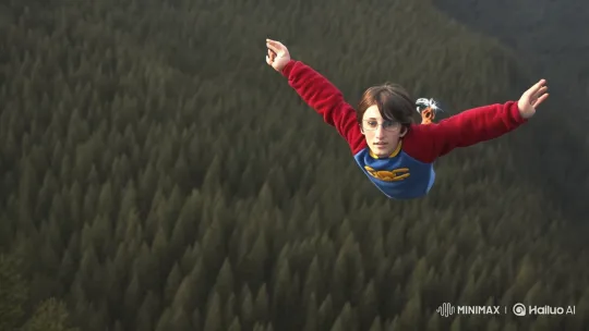 Boy Soars Like a Bird in the Sky – AI Generated Video | Hailuo AI
