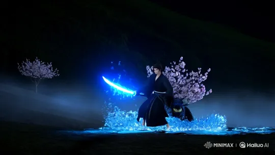 Tanjiro Battles Demon Amidst Aesthetic Night and Blossoms – AI Generated Video | Hailuo AI