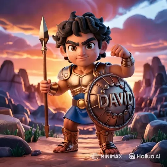 David: Heroic Warrior in Epic Sunset Landscape – AI Generated Video | Hailuo AI