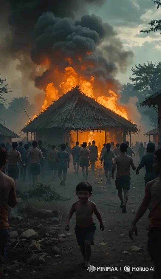 Village Fire: Urgency and Chaos Captured in Live2D – AI Generated Video | Hailuo AI