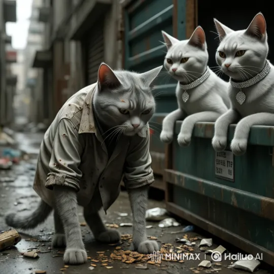 3D Animation: Struggling Cat vs. Wealthy Neighbors – AI Generated Video | Hailuo AI