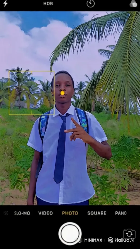 Young Man in Tropical Paradise with Peace Sign – AI Generated Video | Hailuo AI