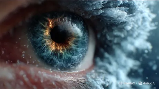 Survivor's Eye: Fire Meets Ice Animation – AI Generated Video | Hailuo AI