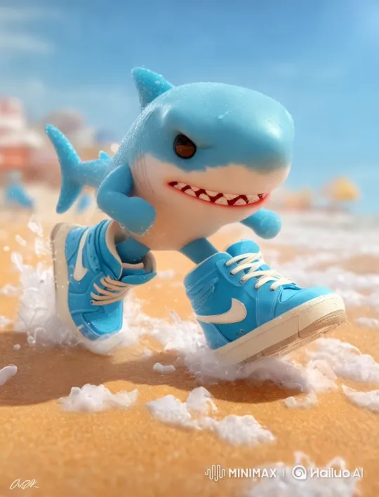 Anthropomorphic Shark Evades War Chaos in Dynamic Run – AI Generated Video | Hailuo AI