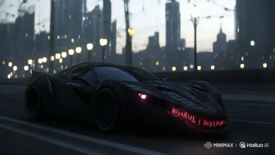 High-Speed Sports Car Chase with Dramatic Night Lighting – AI Generated Video | Hailuo AI