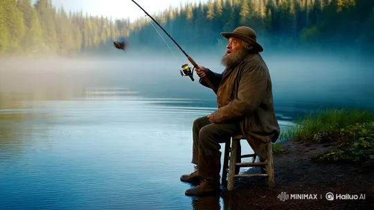 Old Fisherman Catches Unexpected 'Catch of the Century' – AI Generated Video | Hailuo AI