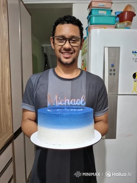 Live2D Animation Showcases 'Michael' Cake in Kitchen Setting – AI Generated Video | Hailuo AI
